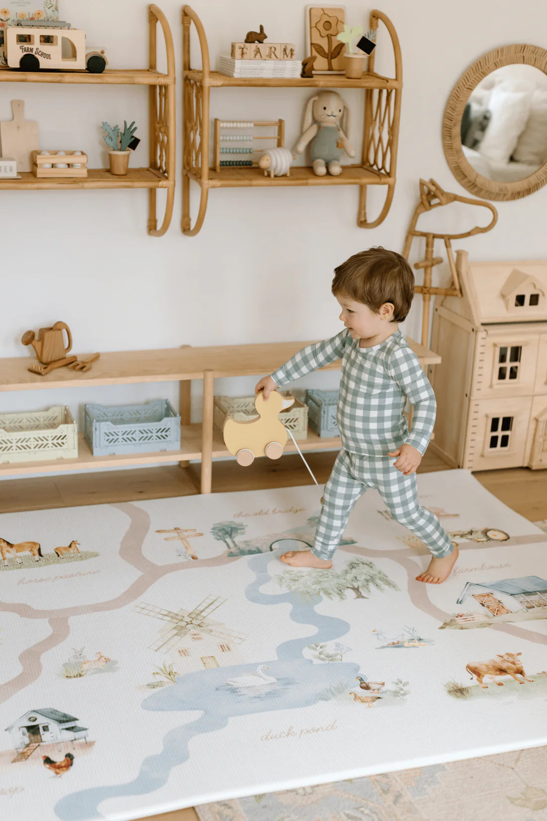 Padded Play Mat - On The Farm & Plaid