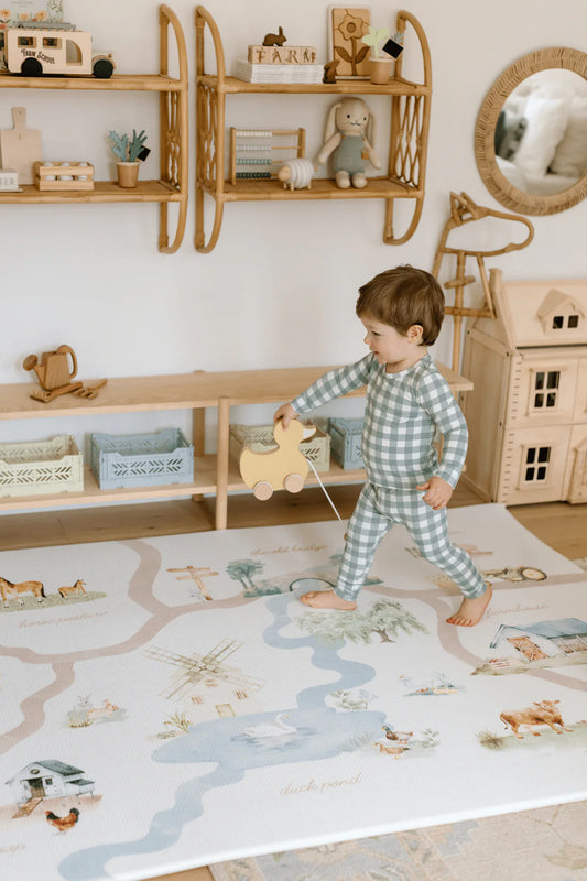 Padded Play Mat - On The Farm & Plaid