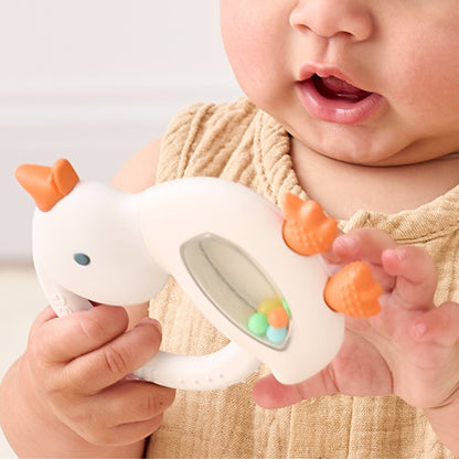 Bitzy Shake™ - Silicone Teether with Rattle: Goose