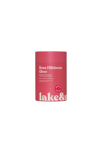 Rose Hibiscus Glow - Superfood Tea Blend: Plant-Based Pyramid Tea Bags - Canister of 10