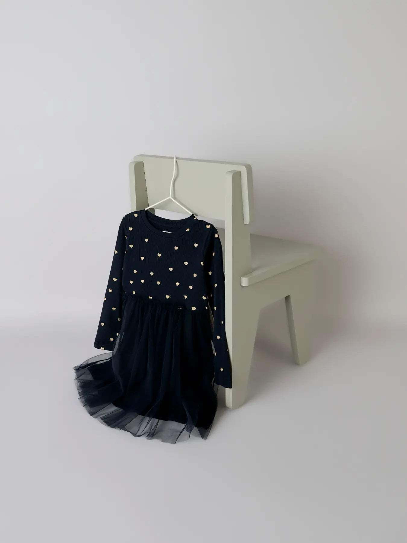 Navy Dress with Gold Hearts