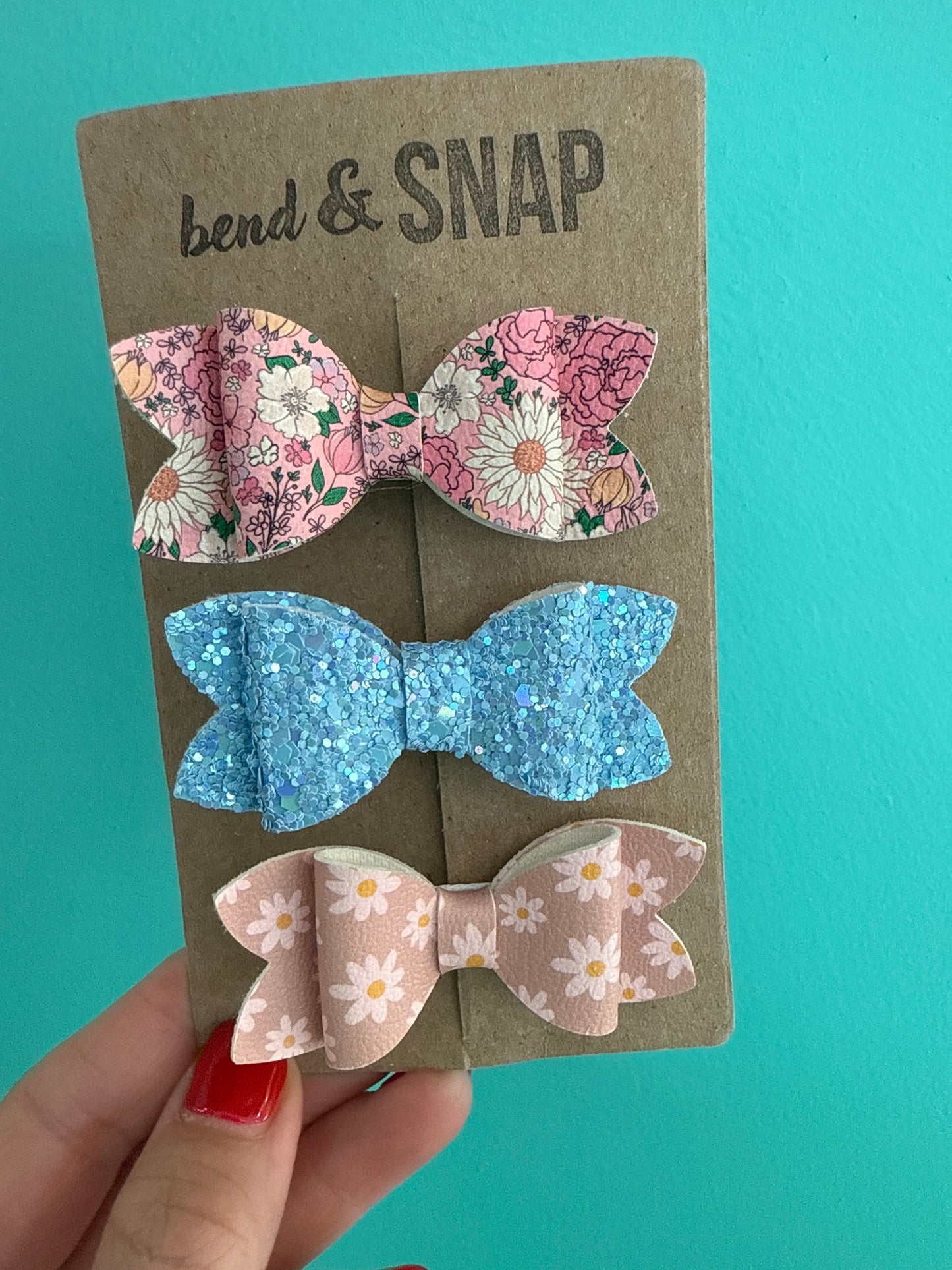 Flower-Blue Glitter-Daisy 3 Pack