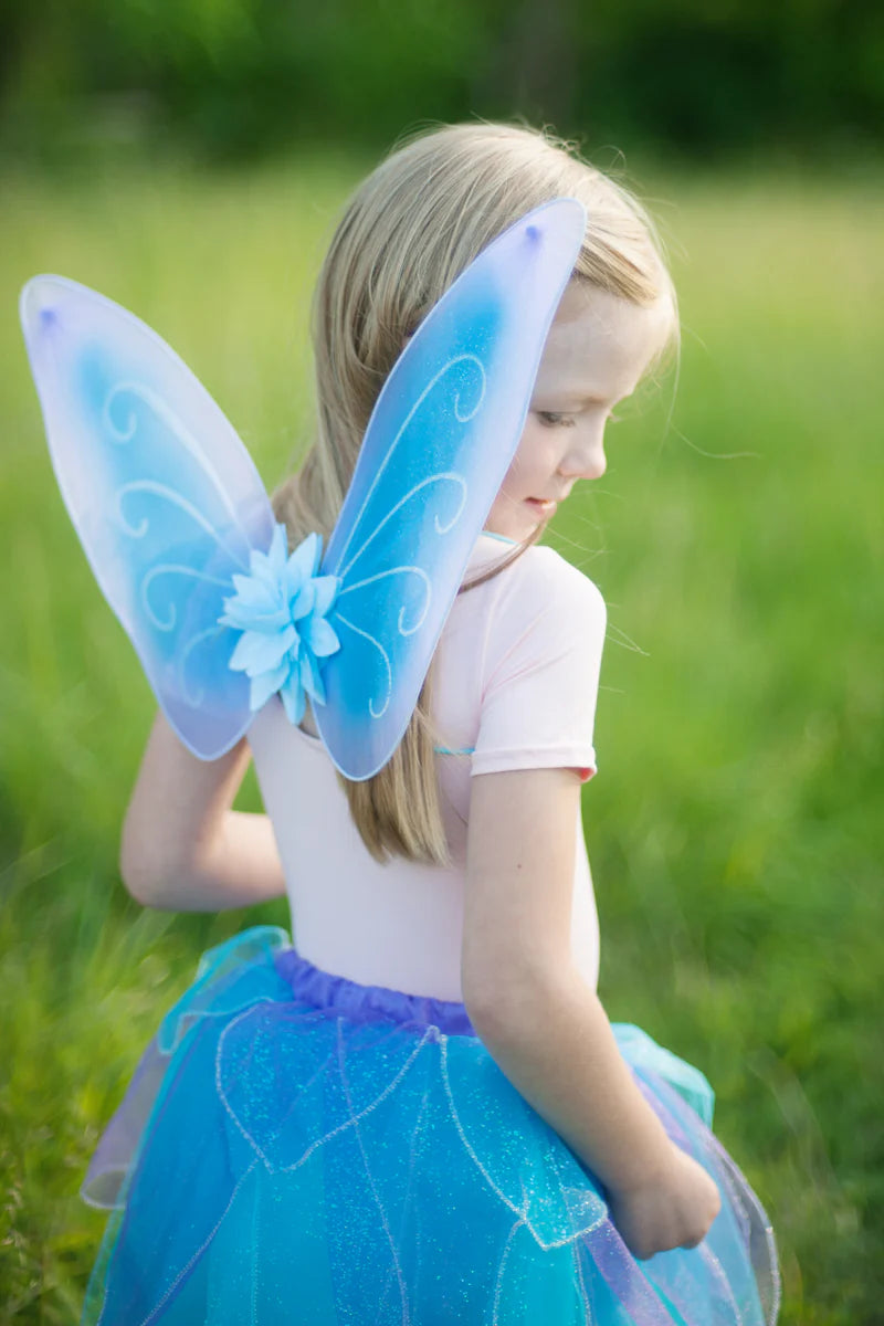 Fancy Flutter Skirt Sets with Wings & Wands- Blue
