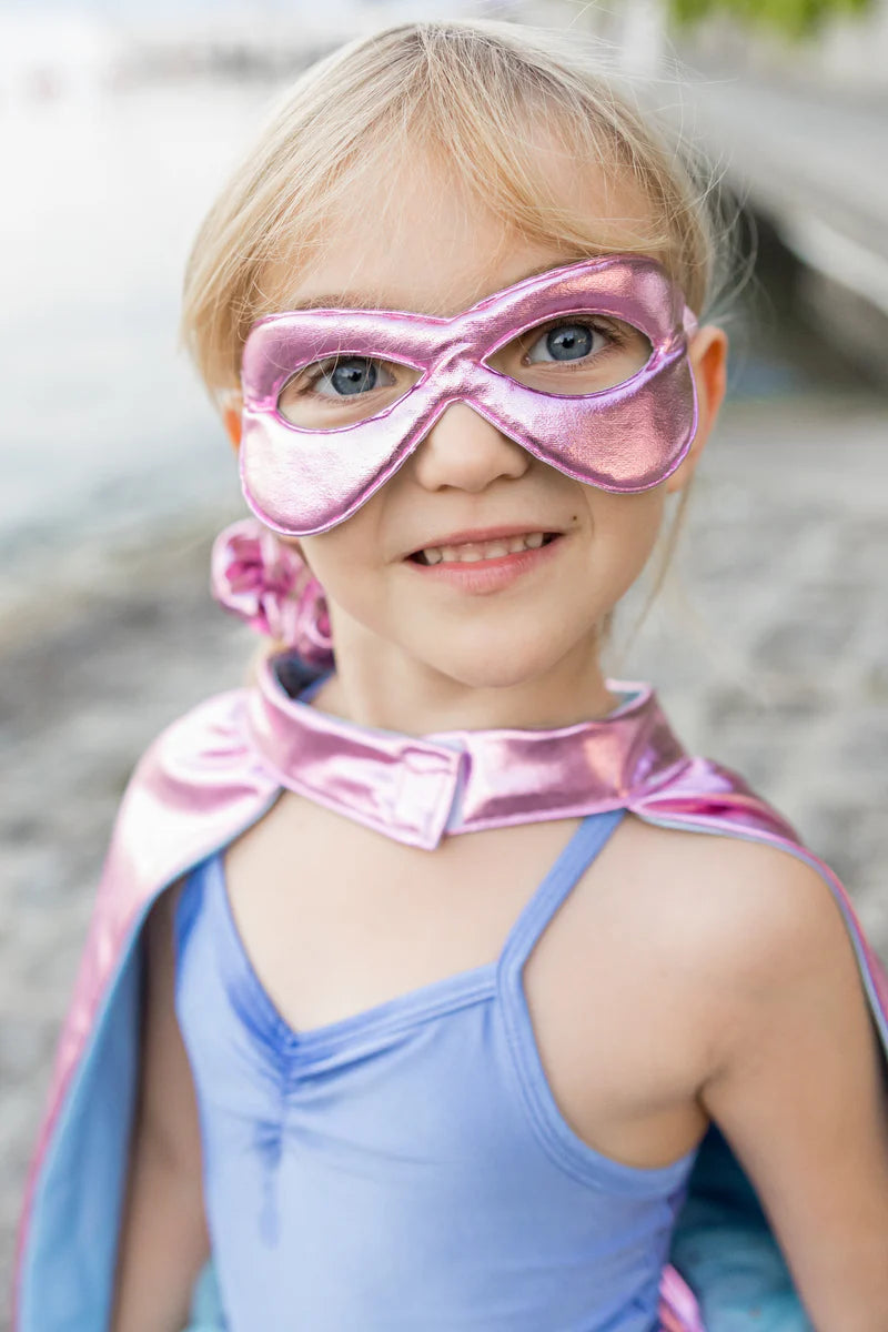 Super-duper Tutu, Cape & Mask, Metallic Pink & Light Blue (4-6 Years)