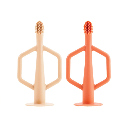 Silicone Training Toothbrush 2 Pack - Coral and Sand