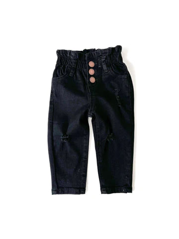 Black Paperbag Waist Denim