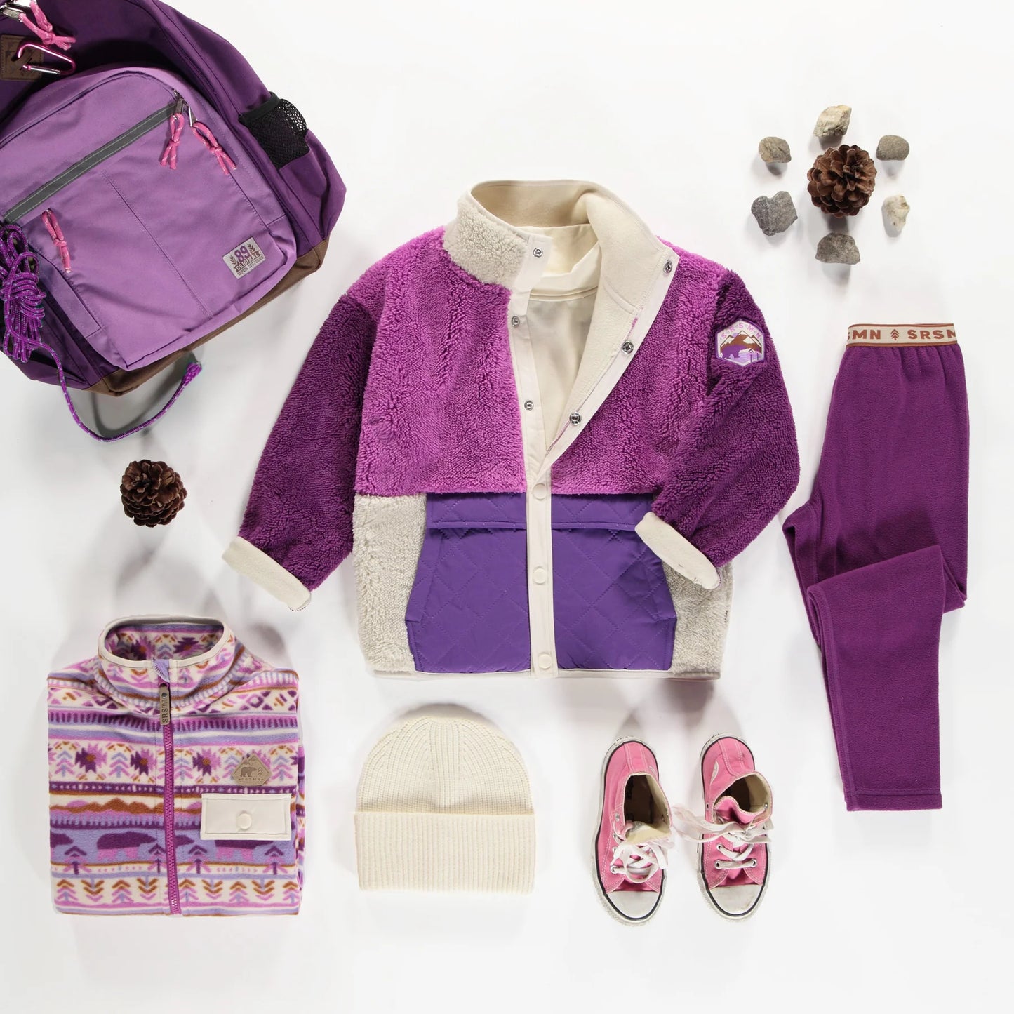 Purple Colour-Block Sherpa