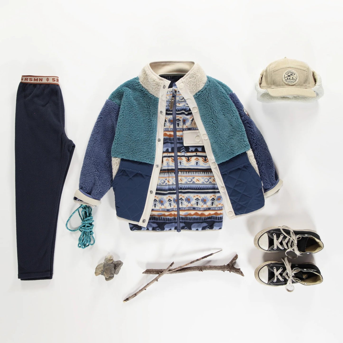 Blue Colour-Block Sherpa