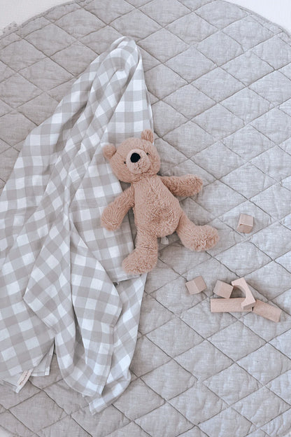 Organic Cotton Swaddle Blanket - Oat Gingham