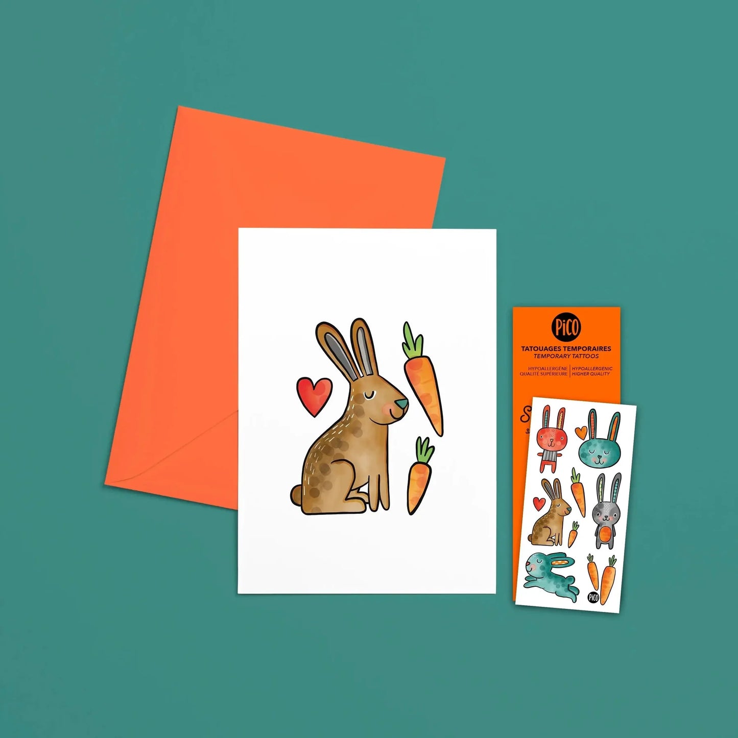 Cute Bunnies Card with Tattoo