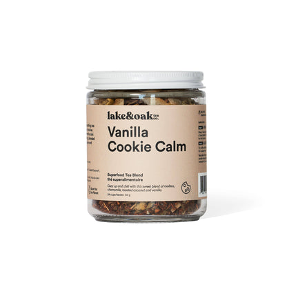 Vanilla Cookie Calm - Superfood Tea Blend: Glass Jar - 24 Cups