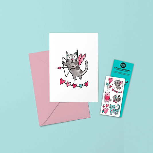 Cats in love Card with Tattoo