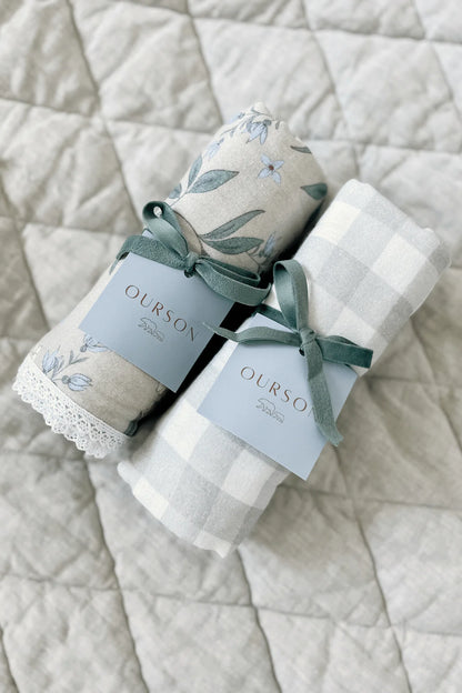 Organic Cotton Swaddle Blanket - Oat Gingham