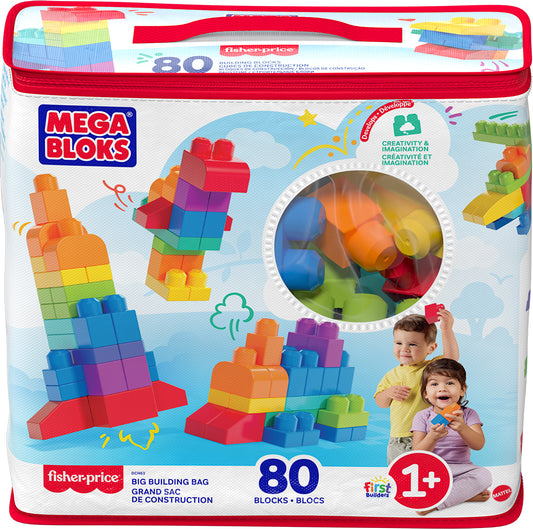 Mega Bloks - Big Building Bag 80 pieces - Blue