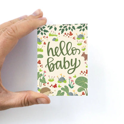 Hello Baby Woodland New Baby Mini Card