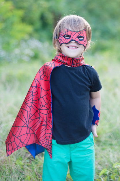 Spider Cape Set with Mask and Cuffs (3-4)