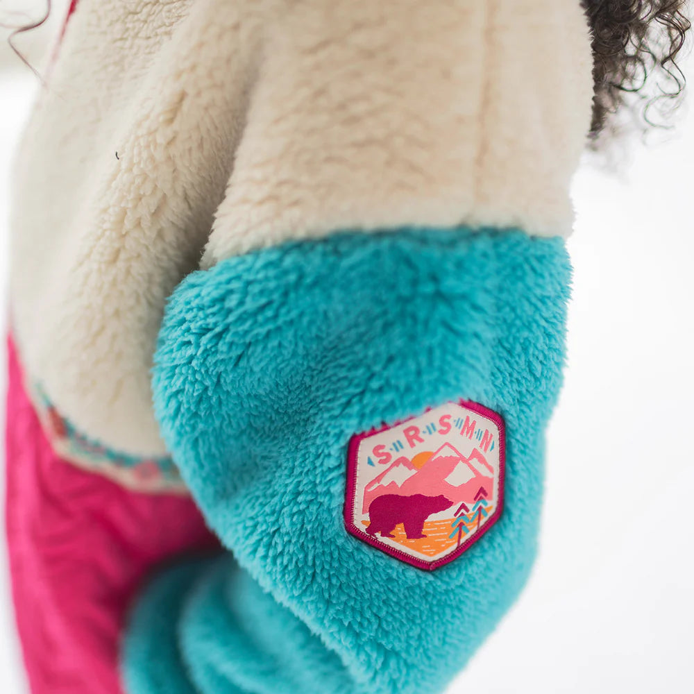 Children's pink and turquoise plush jacket