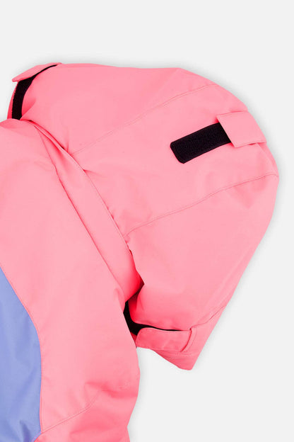 Two Piece Play Snowsuit Pink And Purple Colorblock With Watercolor Floral Print Pants: 5