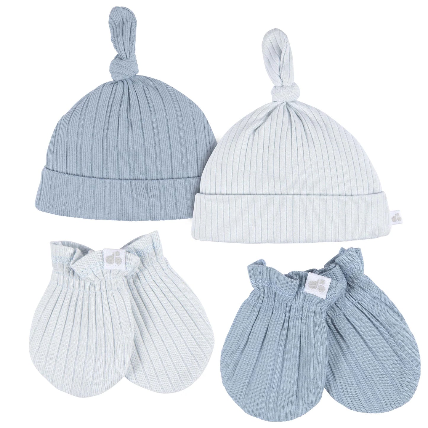 4 Piece Hat and Mittens- Blue (0-6 Months)