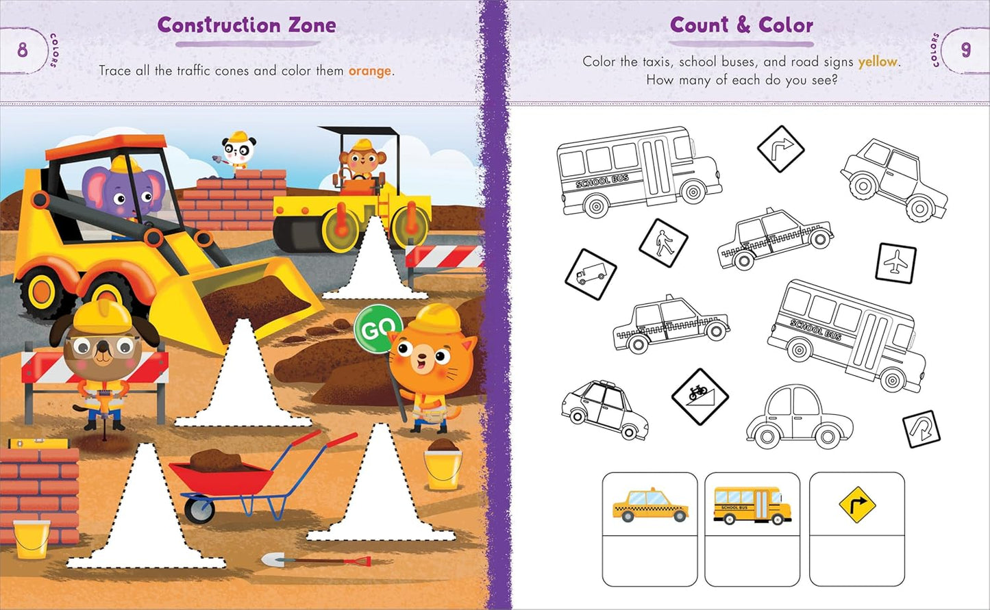 Preschool Activity Book Trucks, Cars, and Airplanes