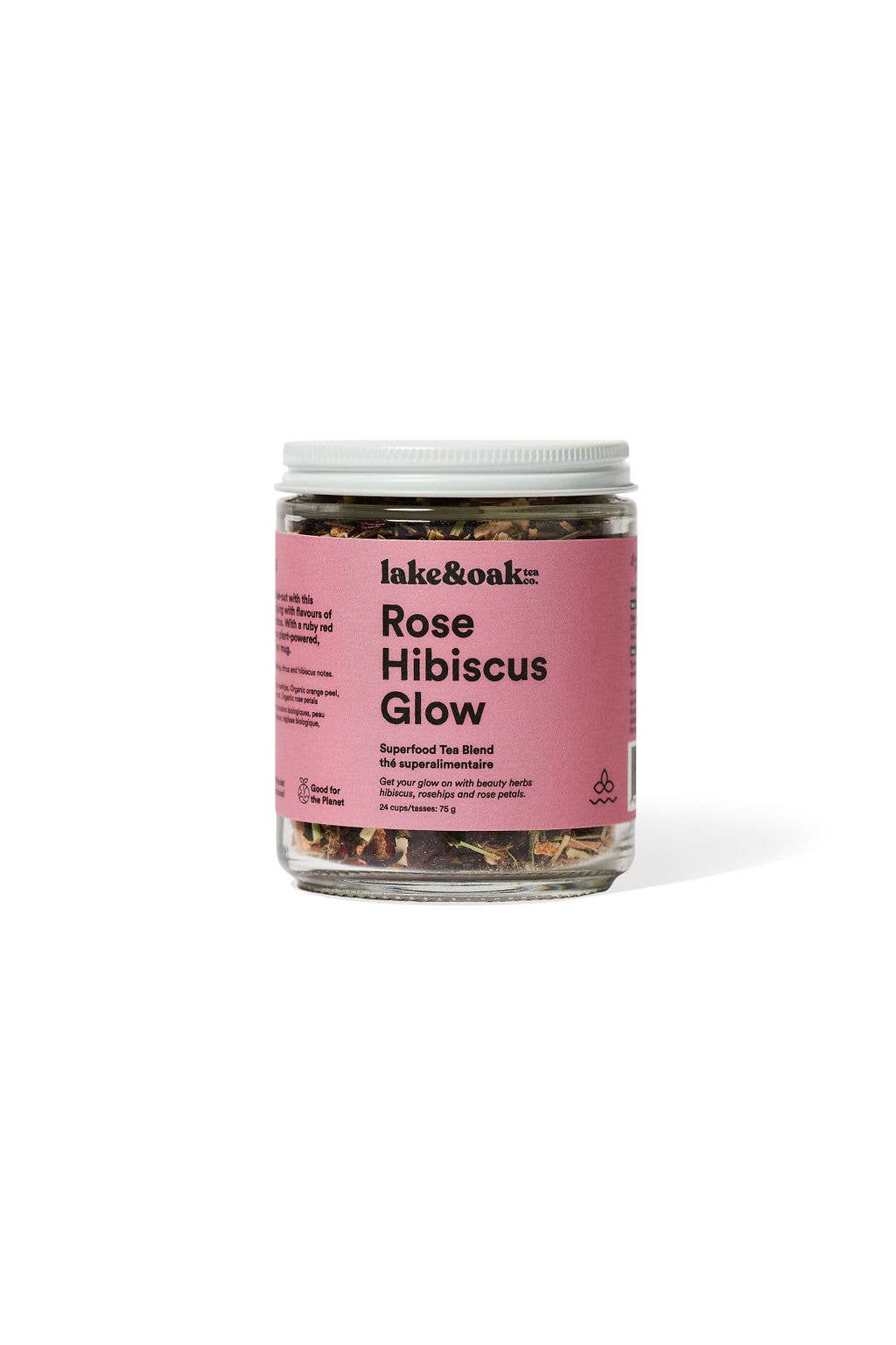 Rose Hibiscus Glow - Superfood Tea Blend: Glass Jar - 24 Cups