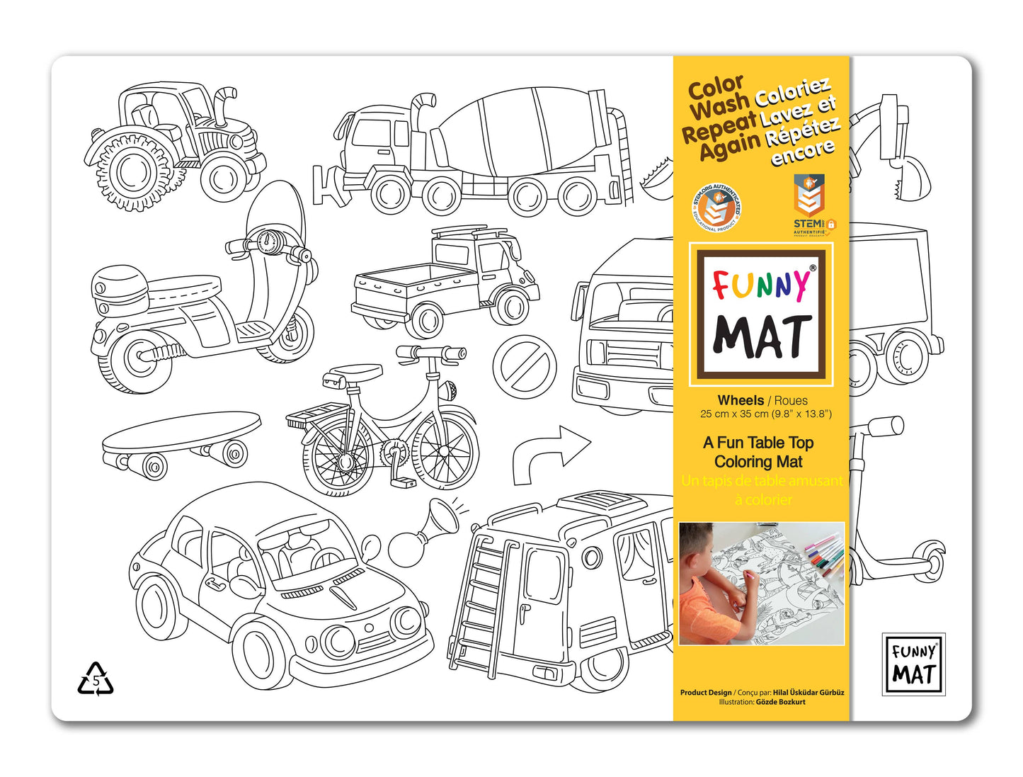 Wheels Colouring Mat *Compact Size*