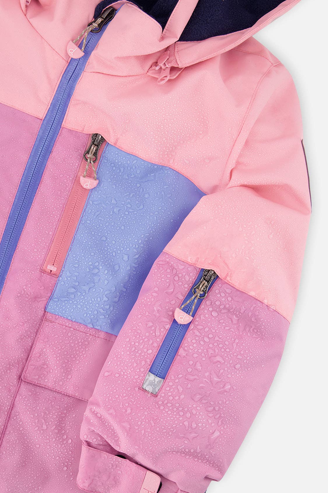 Two Piece Play Snowsuit Pink And Purple Colorblock With Watercolor Floral Print Pants: 5