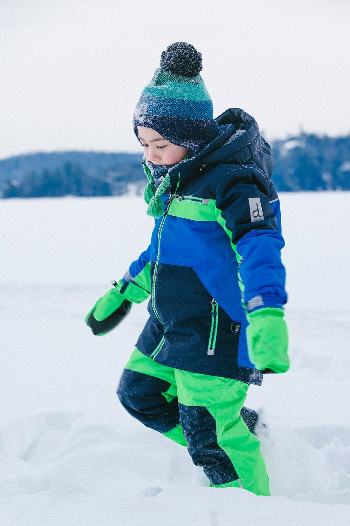 Two Piece Play Snowsuit Royal Blue And Green Colorblock
