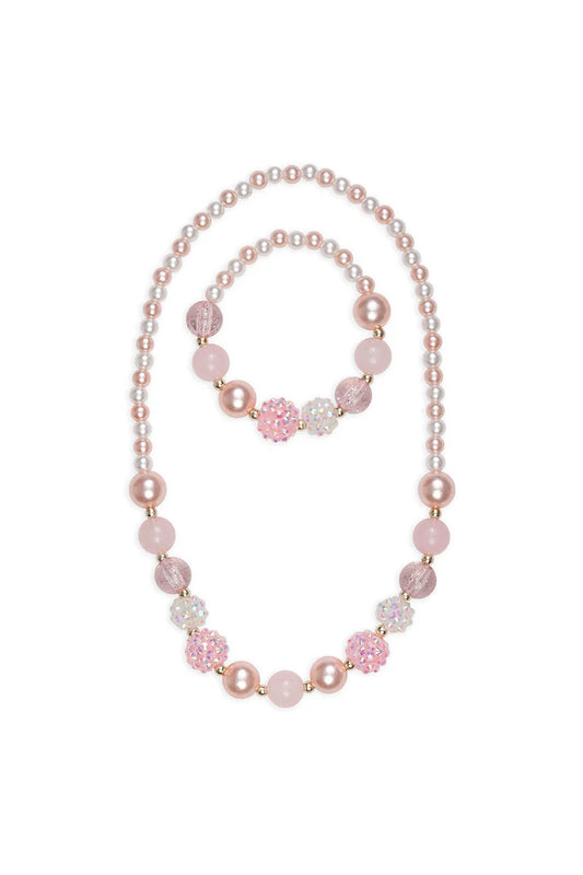 Pinky Pearl Necklace & Bracelet Set