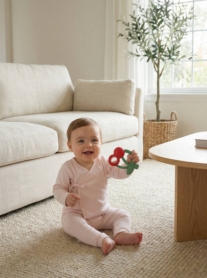 Bitzy Shake™ - Silicone Teether with Rattle: Cherries
