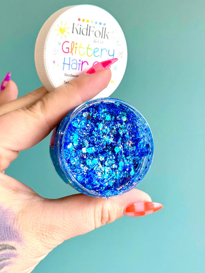 Blue Christmas Glittery Hair Gel
