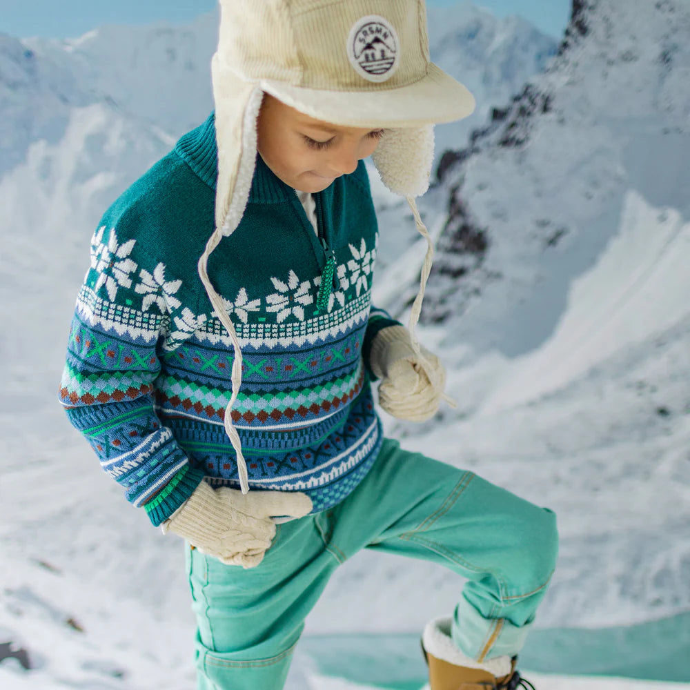 Kids Teal Patterned Knit Sweater