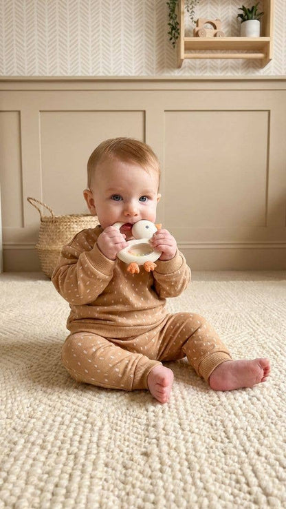 Bitzy Shake™ - Silicone Teether with Rattle: Goose