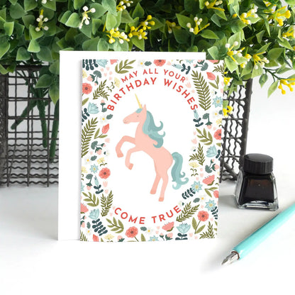 Floral Unicorn Birthday Card