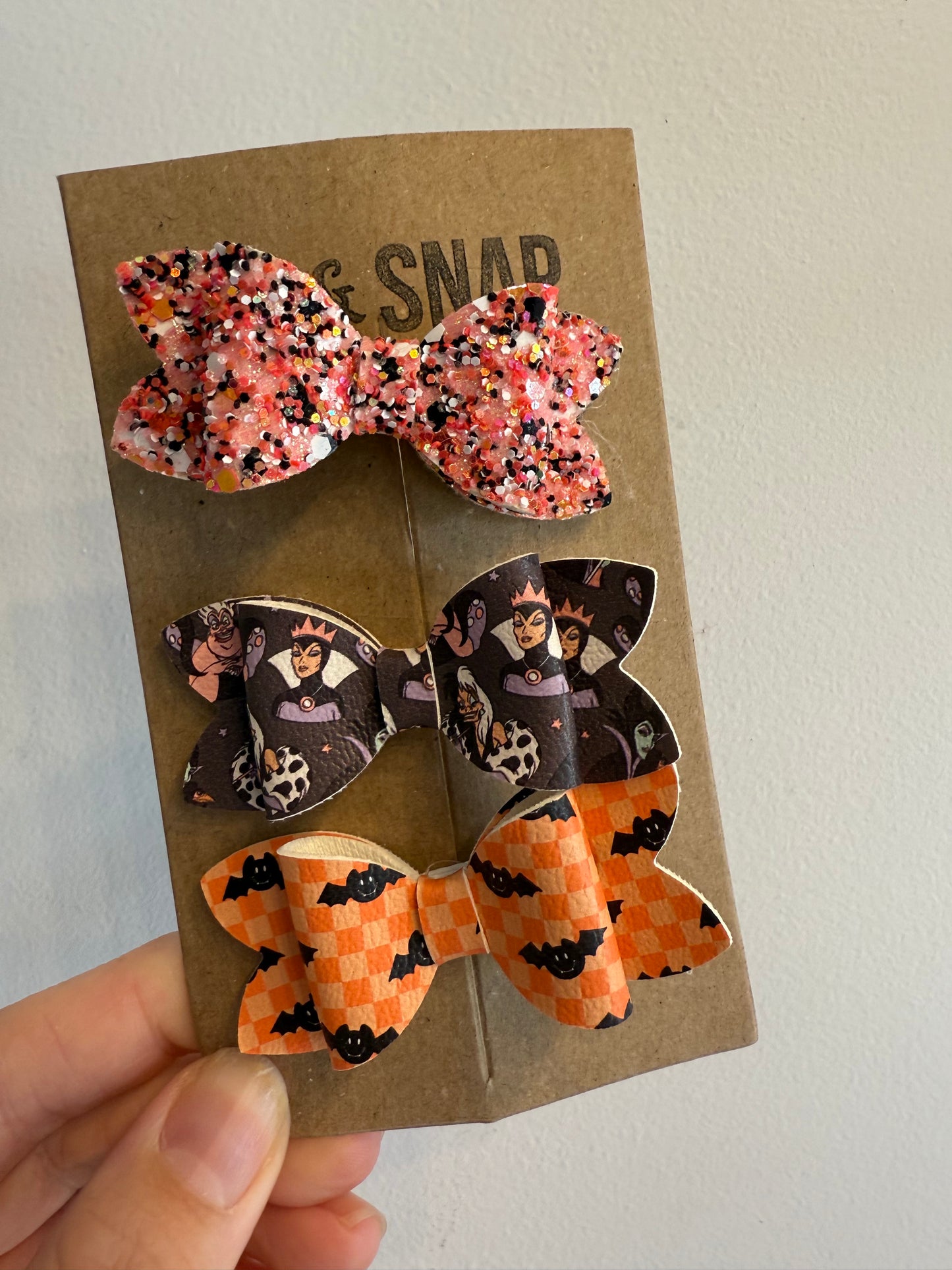 3 Pack Halloween Hair Bow Clips