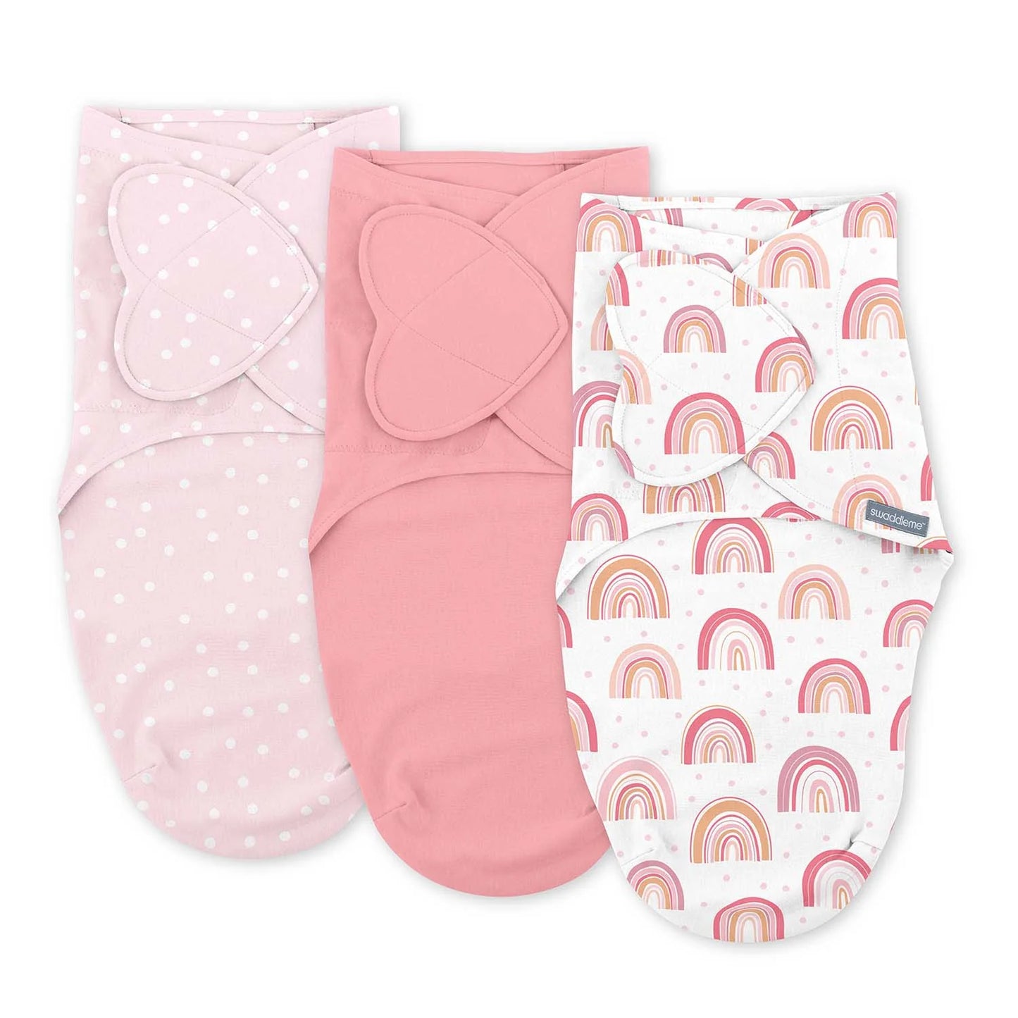 3 pack Swaddles - Pink Rainbow - Newborn to 3 Months