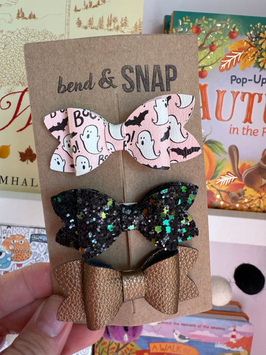 Halloween/Fall 3 Pack Bow Clips