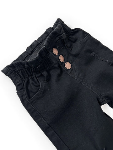 Black Paperbag Waist Denim