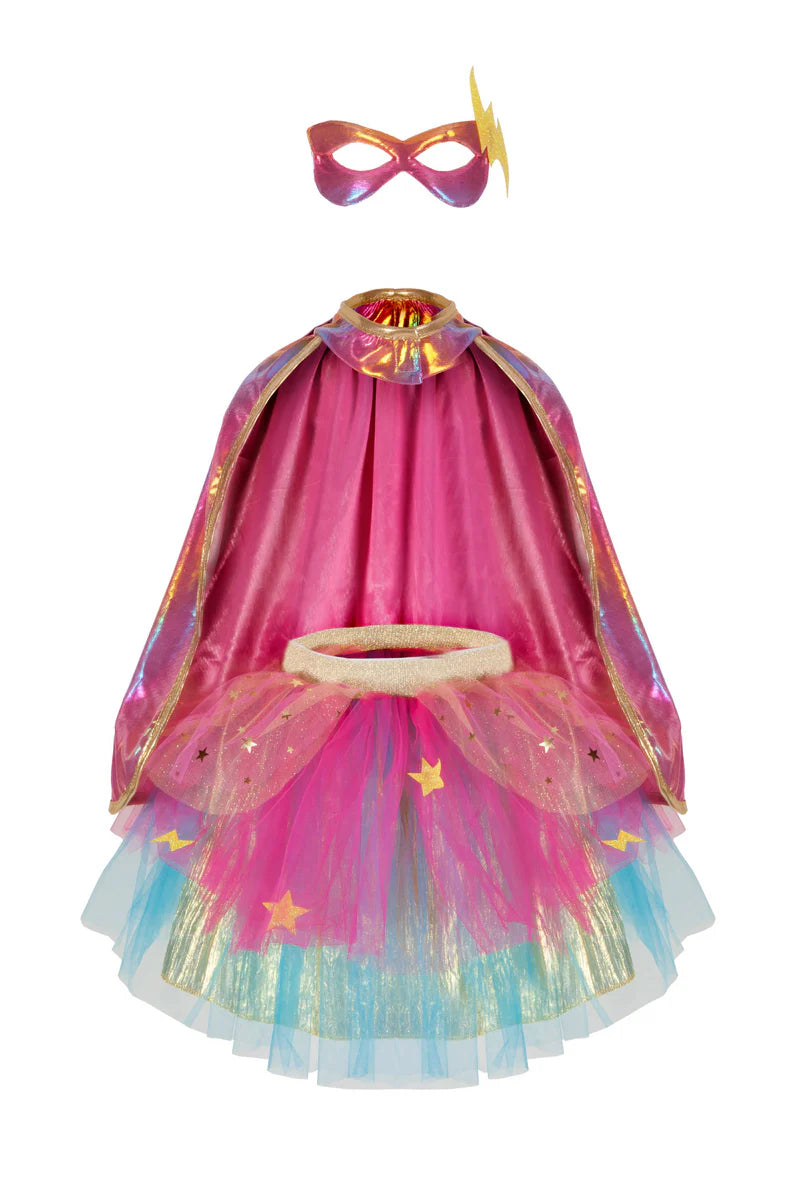 Super-duper Tutu, Cape & Mask Pink & Gold (4-6)