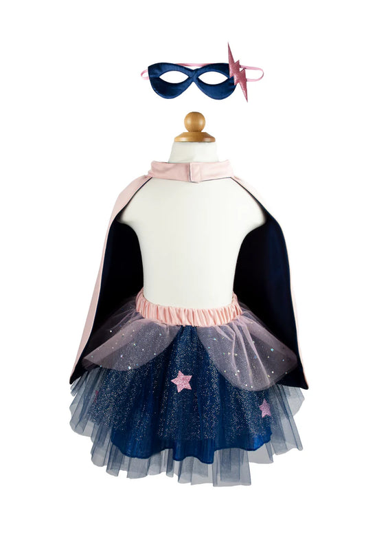 Super-duper Tutu, Cape & Mask Navy & Pink (4-6)