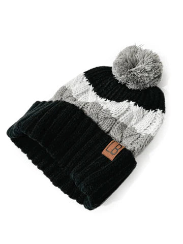 Black Chunky Pom Beanie