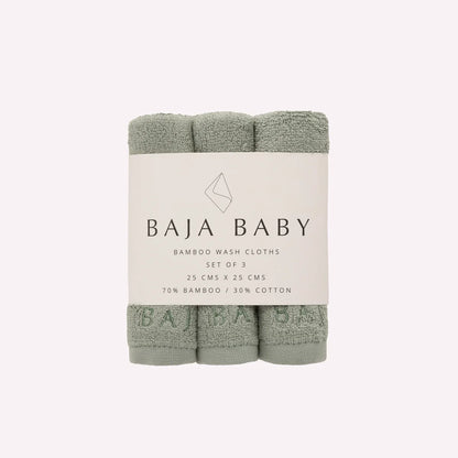 Sage Green Bamboo/Cotton Wash Cloths | 3 Pack