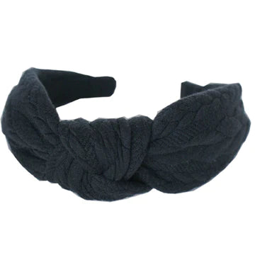 Black Braided Knit Hoop Headband