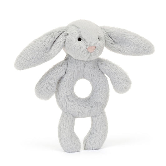 Bashful Grey Bunny Ring Rattle