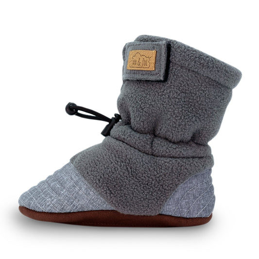 Baby Stay-Put Cozy Booties | Heahter Grey