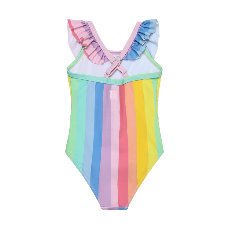 Rainbow Ruffle One Piece Bathing Suit
