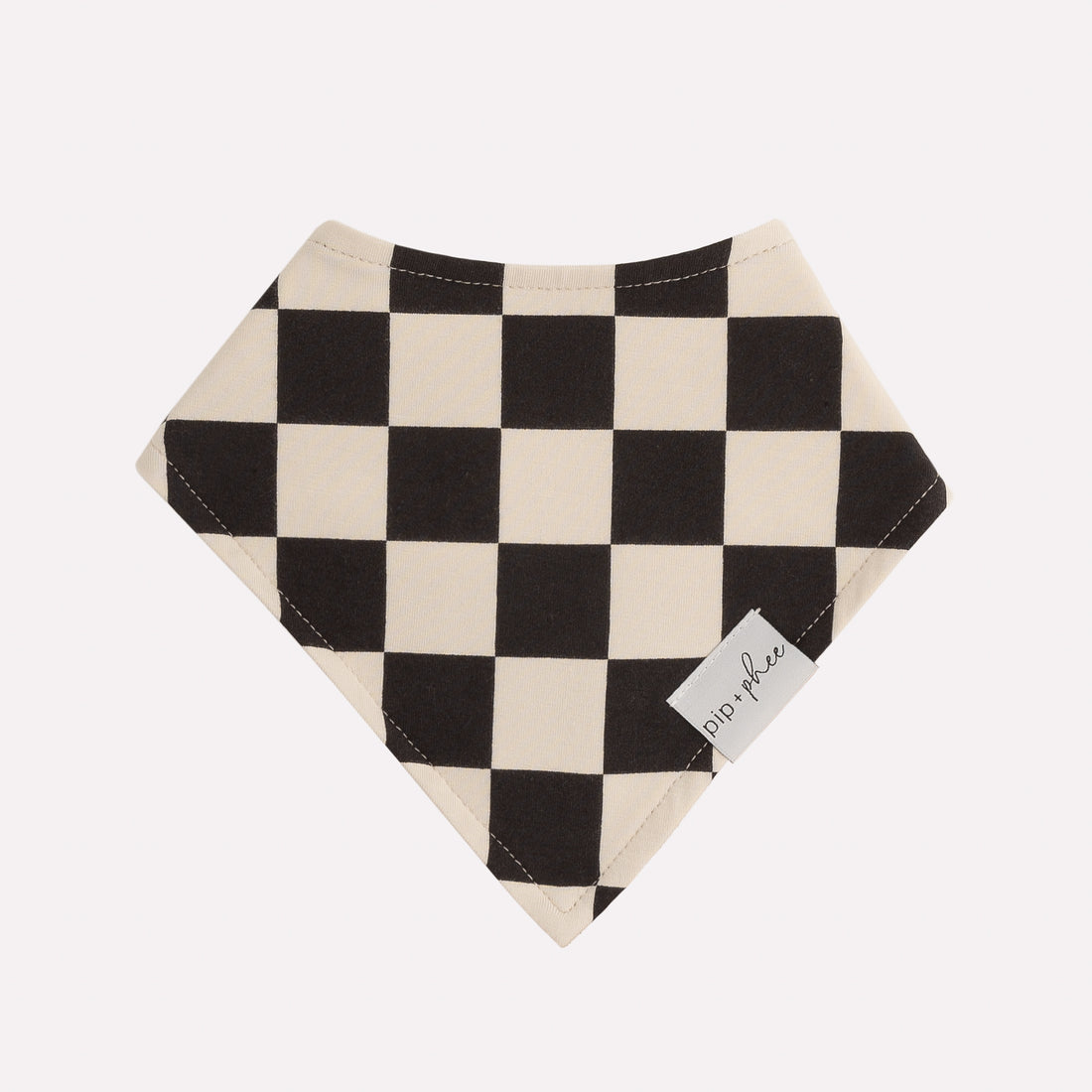 Cream & Charcoal Checks Bamboo Bandana Bib