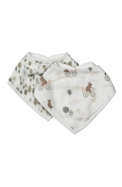 Bandana Bib Set - 2 Pack - Bears on Bikes