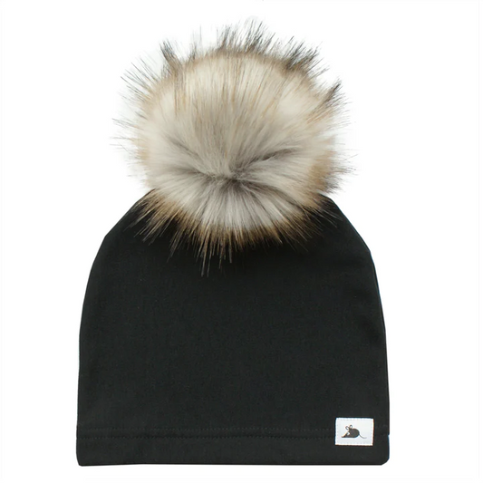 Black Pom Pom Hat