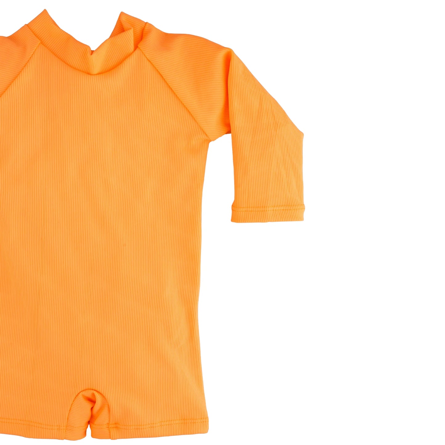 Neon Orange Solid Ribbed Sunsuit